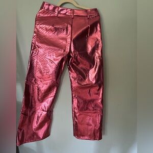 Metallic pink wide leg pant